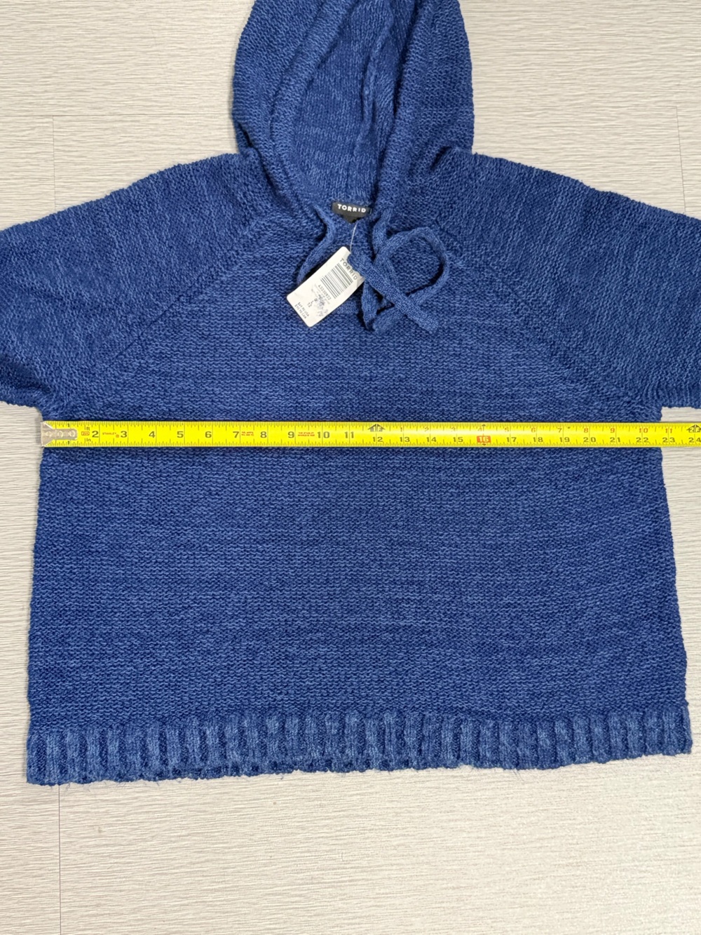 Torrid Textured Boxy Hoodie Sweater Blue 100% Cotton Size 0 (L) NWT - Picture 6 of 9